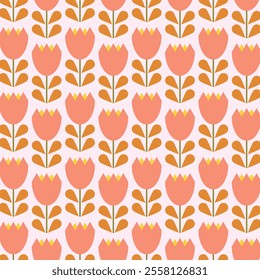 Botanical pattern flowers, leaves, and abstract shapes. Perfect for print, wallpaper, clipart, and home decoration. The seamless retro flower pattern colorful nature inspired with vintage pastel tones