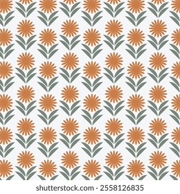 Botanical pattern flowers, leaves, and abstract shapes. Perfect for print, wallpaper, clipart, and home decoration. The seamless retro flower pattern colorful nature inspired with vintage pastel tones