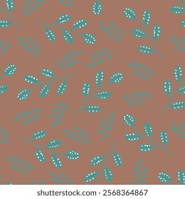 botanical pattern with green branches and leaves