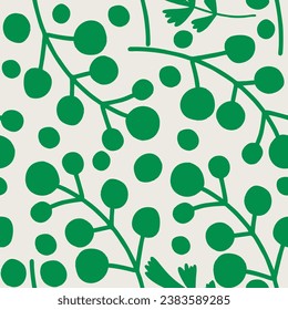 Botanical pattern illustration floral graphic. Seamless pattern Rowan twigs. Vector illustration.
