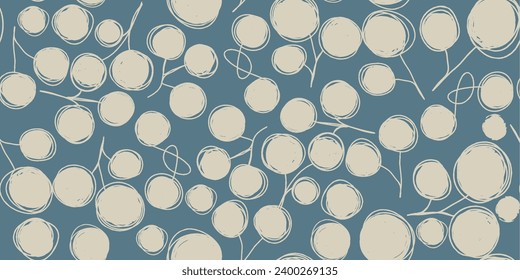 Botanical pattern illustration floral graphic. Seamless pattern abstract rowan twigs. Vector illustration.
