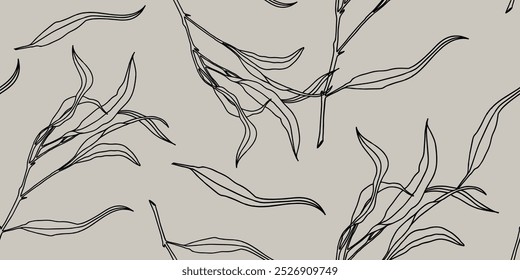 Botanical pattern illustration floral graphic seamless pattern. Modern vector template for design.

