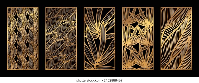 Botanical pattern Laser cut with line design pattern. Design for wood carving, wall panel decor, metal cutting, wall arts, cover background, wallpaper and banner.