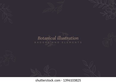 Botanical pattern on dark purple background vector