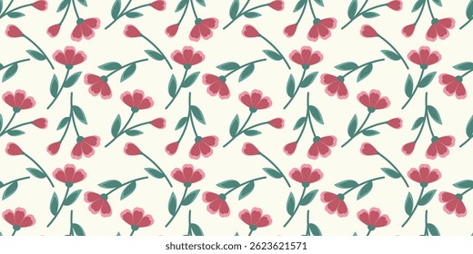 Botanical pattern on light background. Large pink flowers and buds. For textile, fabric, wallpaper, background, decor. Vector image.