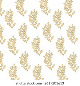  botanical pattern with plant on white background,seamless background with wheat ears