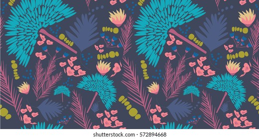 Botanical pattern seamless vector background tile 