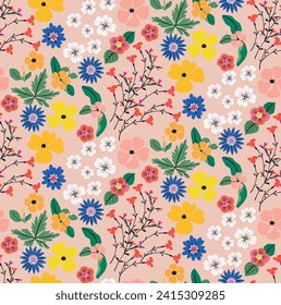 Patrón botánico de las flores y ramas de dibujo