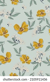 botanical pattern template retro hand drawn design