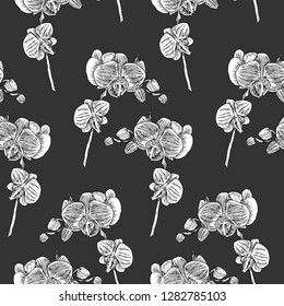 Botanical pattern for wrapping paper, cloth, etc. Hand drawing orchid flower.