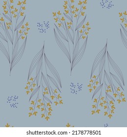 Botanical pattern with yellow flowers