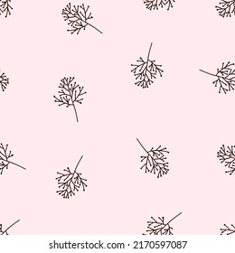 Botanical Patternin scandinavian style. Hand Drawn Vintage Wallpaper. Beautiful Spring Background for Textile, Wrapping Paper, Fabric, Print