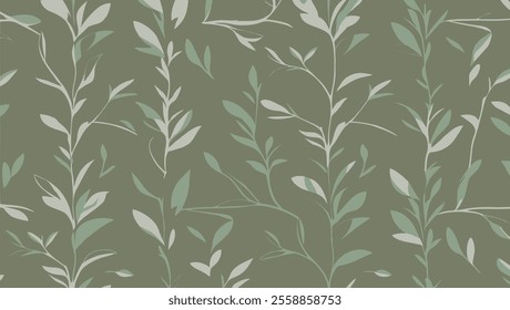 Botanical Patterns on a Soft Green Background