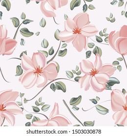 Botanical peony wedding pattern with nature elements. Hand-drawn flowers with eucalyptus  leaves background template design