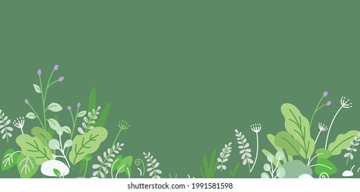 Botanical plant floral vector flat background illustration 