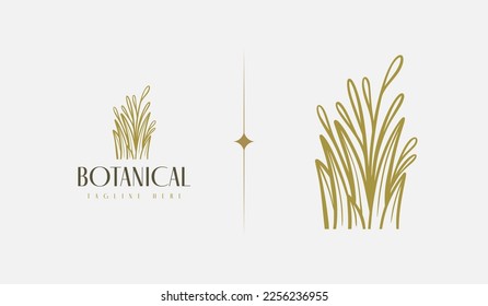 Botanical Plant Flower Monoline Line Art Line Drawing. Universal creative premium symbol. Vector illustration. Creative Minimal design template