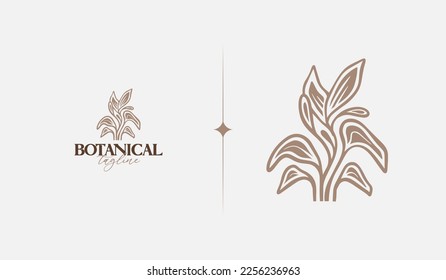 Botanical Plant Flower Monoline Line Art Line Drawing. Universal creative premium symbol. Vector illustration. Creative Minimal design template