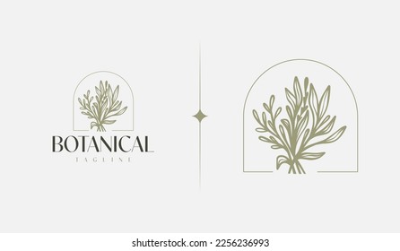 Botanical Plant Flower Monoline Line Art Line Drawing. Universal creative premium symbol. Vector illustration. Creative Minimal design template