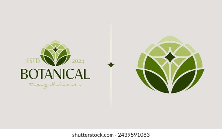 Botanical Plant Leaf Flower Logo Template. Universal creative premium symbol. Vector illustration. Creative Minimal design template. Symbol for Corporate Business Identity