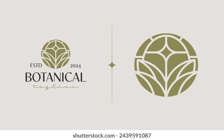 Botanical Plant Leaf Flower Logo Template. Universal creative premium symbol. Vector illustration. Creative Minimal design template. Symbol for Corporate Business Identity