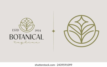 Botanical Plant Leaf Flower Logo Template. Universal creative premium symbol. Vector illustration. Creative Minimal design template. Symbol for Corporate Business Identity