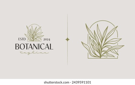 Botanical Plant Leaf Flower Logo Template. Universal creative premium symbol. Vector illustration. Creative Minimal design template. Symbol for Corporate Business Identity