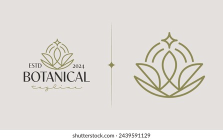 Botanical Plant Leaf Flower Logo Template. Universal creative premium symbol. Vector illustration. Creative Minimal design template. Symbol for Corporate Business Identity