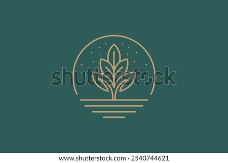 Botanical Plant Logo with Circular Design Elements Elegance Concept