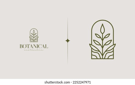 Botanical Plant Logo Template. Universal creative premium symbol. Vector illustration. Creative Minimal design template. Symbol for Corporate Business Identity