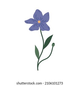 botanical plant simple vector doodle flower illustrations, spring and summer plants and foliage isolated on a white background