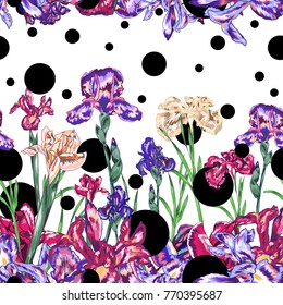Botanical Polka Dot Seamless Vector Background