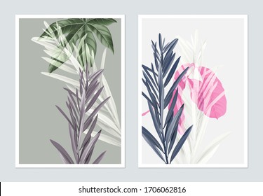 Botanical poster design, Bottle brush tree and various leaves