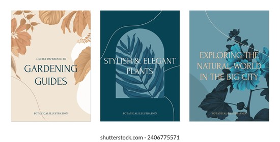 Diseño de plantillas de afiches botánicos, concepto de naturaleza