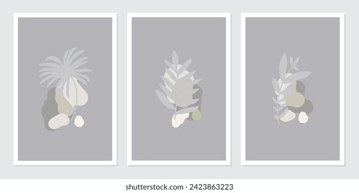 botanical poster wall art vector set. Abstract Plant Art design for wall framed prints, canvas prints, poster, home decor