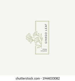 Botanical pre-made line art logotype template. Minimal and modern branding identity