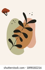 Botanical print boho minimalist printable wall art abstract home decor floral print bohemian art work, vector