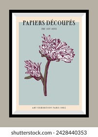 Plantilla de diseño de póster de impresión botánica en un marco. Diseño mínimo dibujado a mano para papel pintado, decoración de la pared, impresión, postal, cubierta, plantilla, banner.