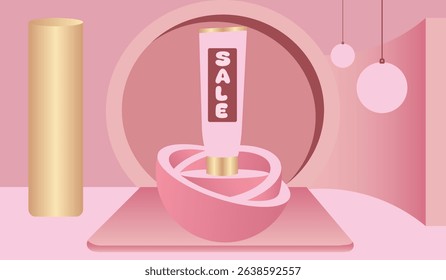 Botanical product display, Excellent for promotional banners, posters, branding labels social Ads