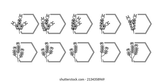 Botanical Rectangle Frame-realated vector element with line style. Perfect for any purpuse use. Decorative outline cector illustration. Botanical and flower circle frame.
