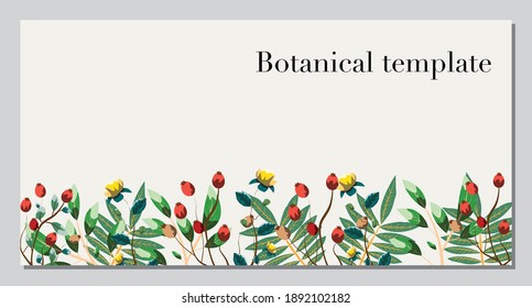 Plantilla de rectángulo botánico. Para tarjetas, papel, publicidad, carteles. Plantilla de vectores.