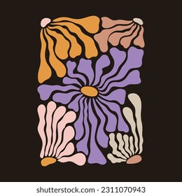 Botanical Removable Wallpaper In Black Background