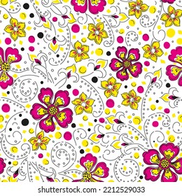 Impresión botánica repetible sobre fondo blanco, fondo retro floral transparente
