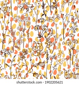 Botanical rustic style ornament mixed with spotted texture