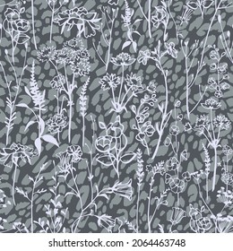 Botanical rustic style ornament mixed with spotted texture