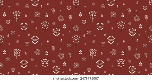 Botanical Scandinavian illustration background. Seamless pattern.Vector. 
