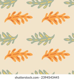Botanical seamless backdrop featuring foliage and floral elements, blending nature and art for spring and autumn decor.
