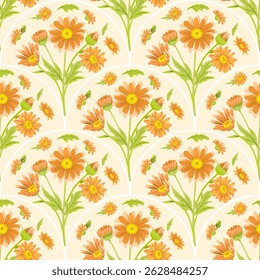 Botanical seamless floral pattern vintage flower vector illustration design.