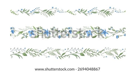 Botanical seamless horizontal border with detailed various foliage, intricate details and delicate forms. Elegant floral rustic design elements. Hand drawn vintage vector