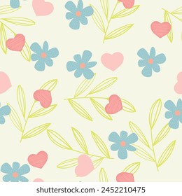 Botanical seamless pattern with of abstract delicate branches with small simple flowers, watercolor isolated illustration for floral textile, background, design wallpapers, fabric or wrapping