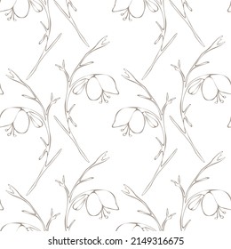 Botanical seamless pattern aconitum (wolf's bane). Illustration of wild flowers 